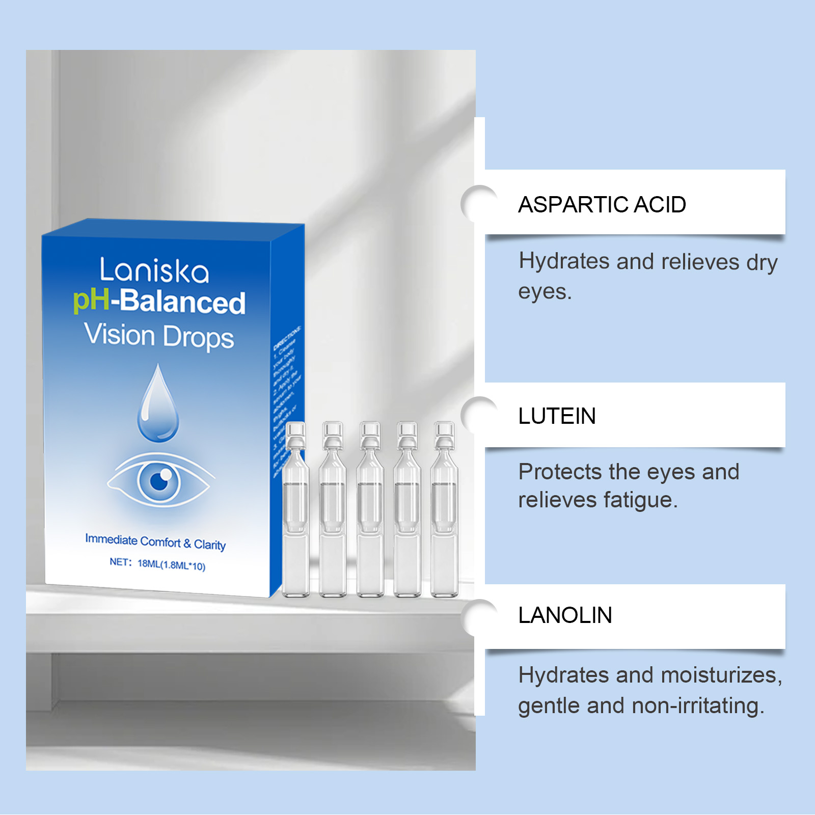 Eye Moisturizing Drops Gentle Nourish Moisturize Eye Hydration Daily Care Comfortable Eye Care