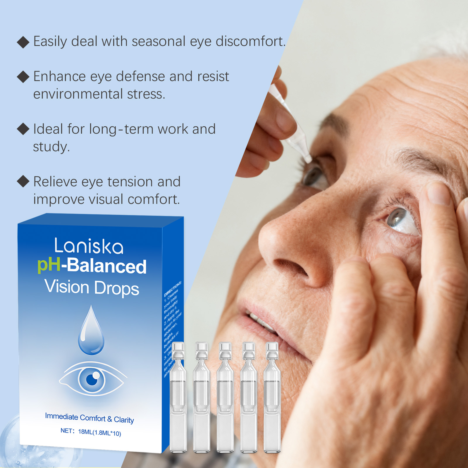 Eye Moisturizing Drops Gentle Nourish Moisturize Eye Hydration Daily Care Comfortable Eye Care