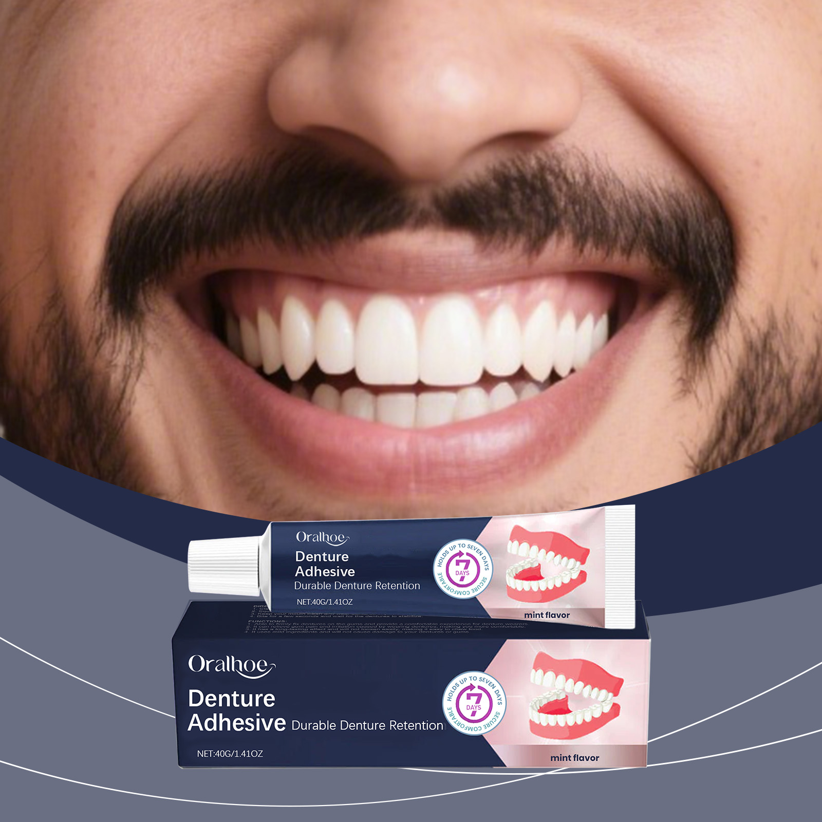Denture Adhesive Provides Natural Fit Comfortable Hold Enhances Smile Beauty For Dentures