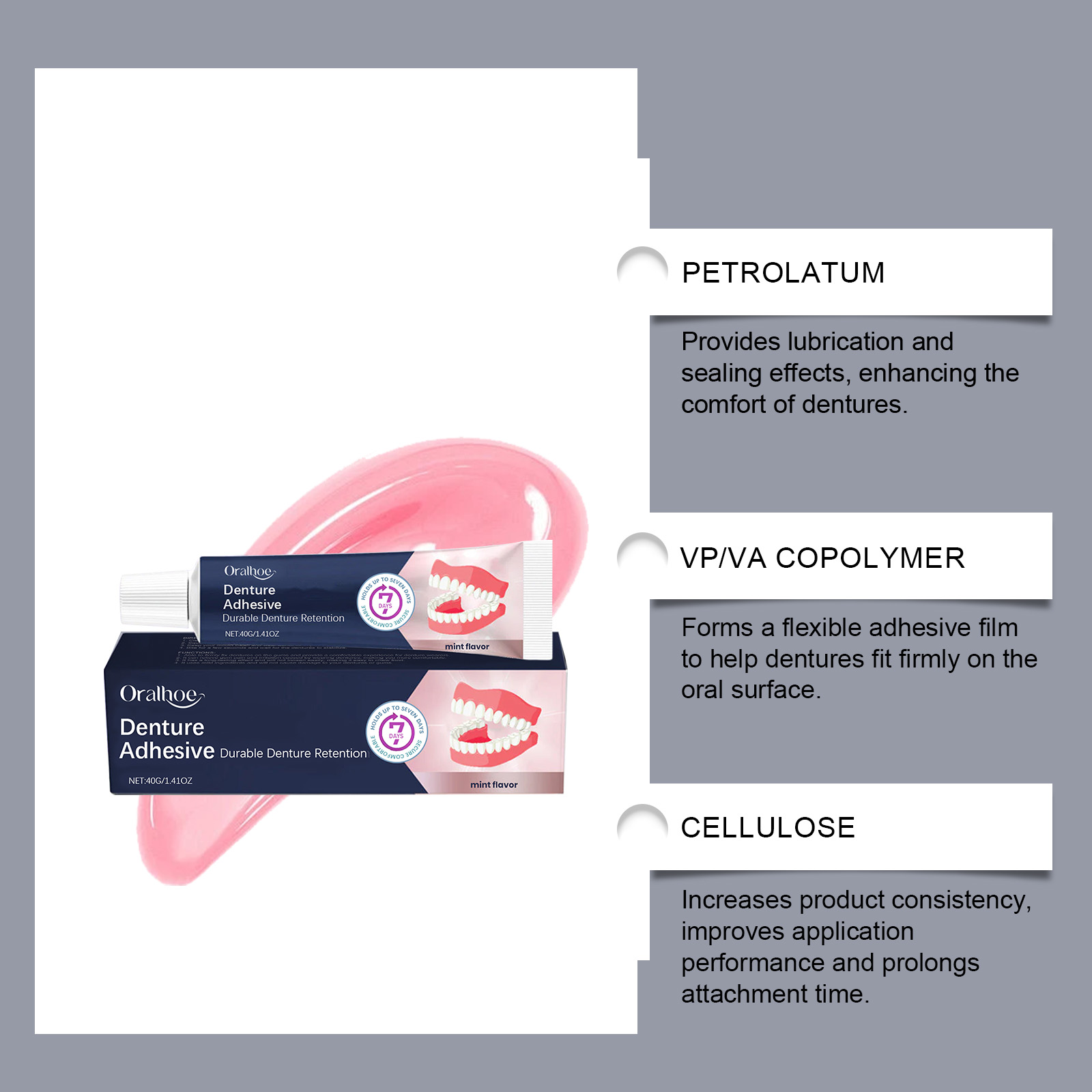 Denture Adhesive Provides Natural Fit Comfortable Hold Enhances Smile Beauty For Dentures