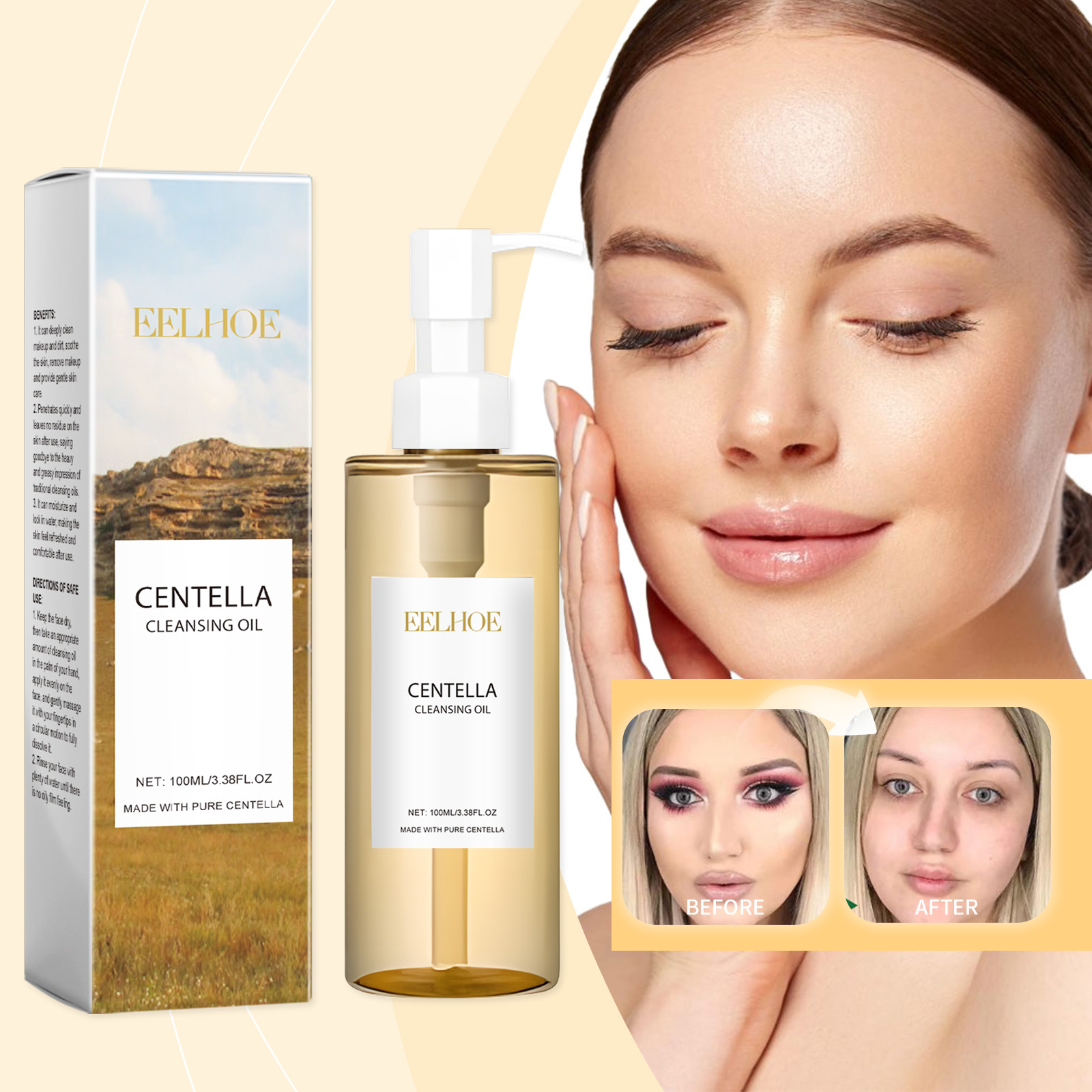 Centella Asiatica Light Cleansing Oil Refreshing Gentle Clean Face Lips Eyes Makeup Remover
