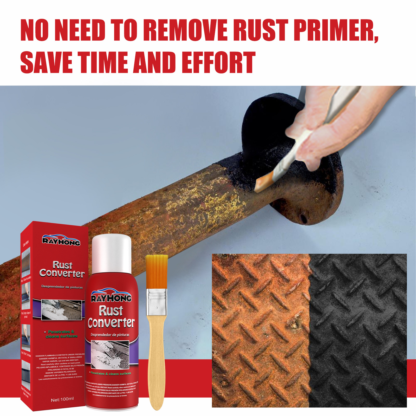 Rust Converter Coating Metal Surface Treatment For Car Chassis And Hardware Rust Protection Primer 1 Bottle