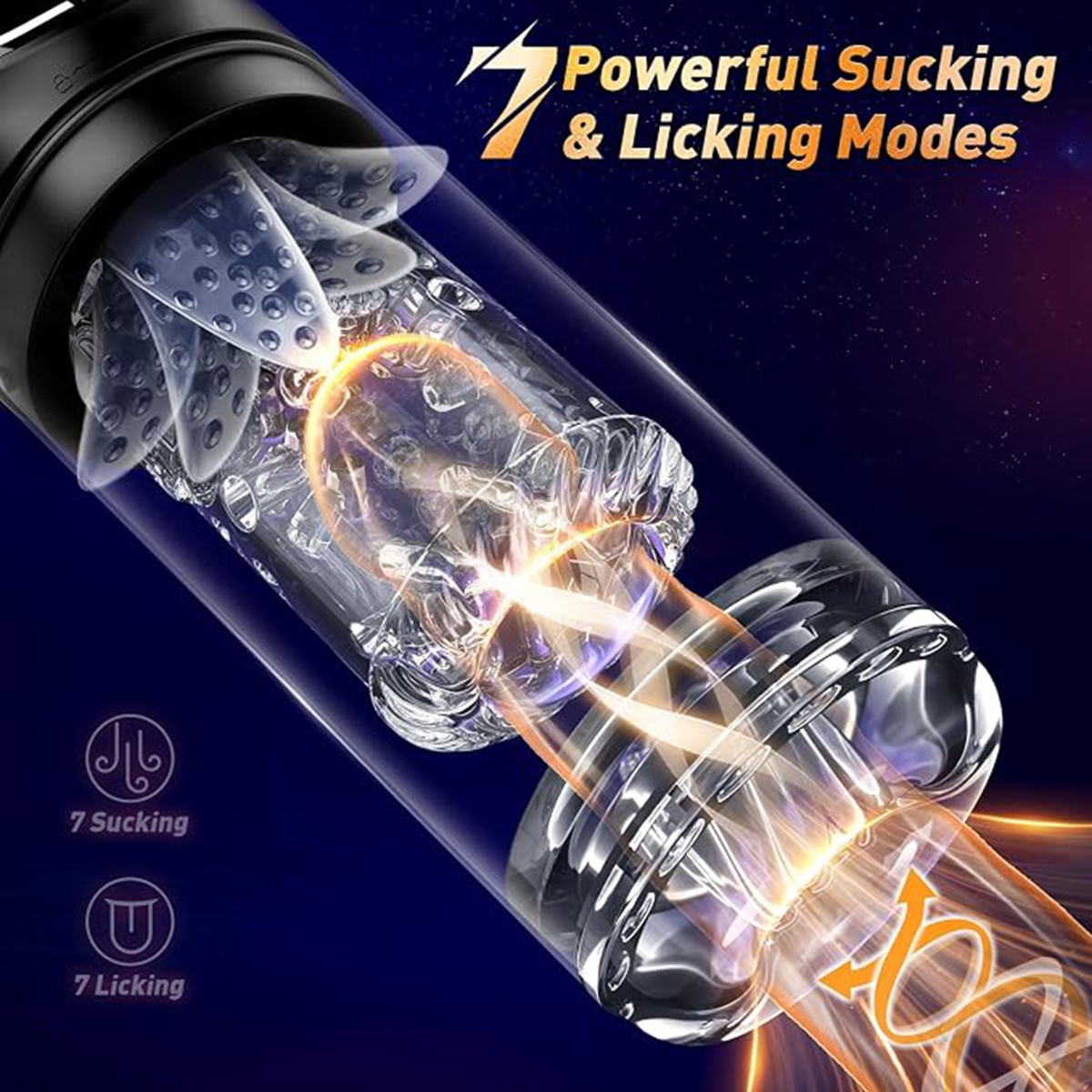 (Black) Male Masturbator Sex Toys for Men AI Sync Licking 12s Penis Pump Gift for Him