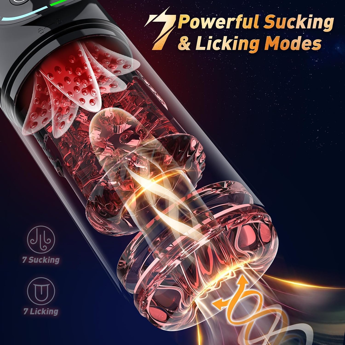 (Black & Red) Male Masturbator Sex Toys for Men AI Sync Licking 12s Penis Pump Gift for Him
