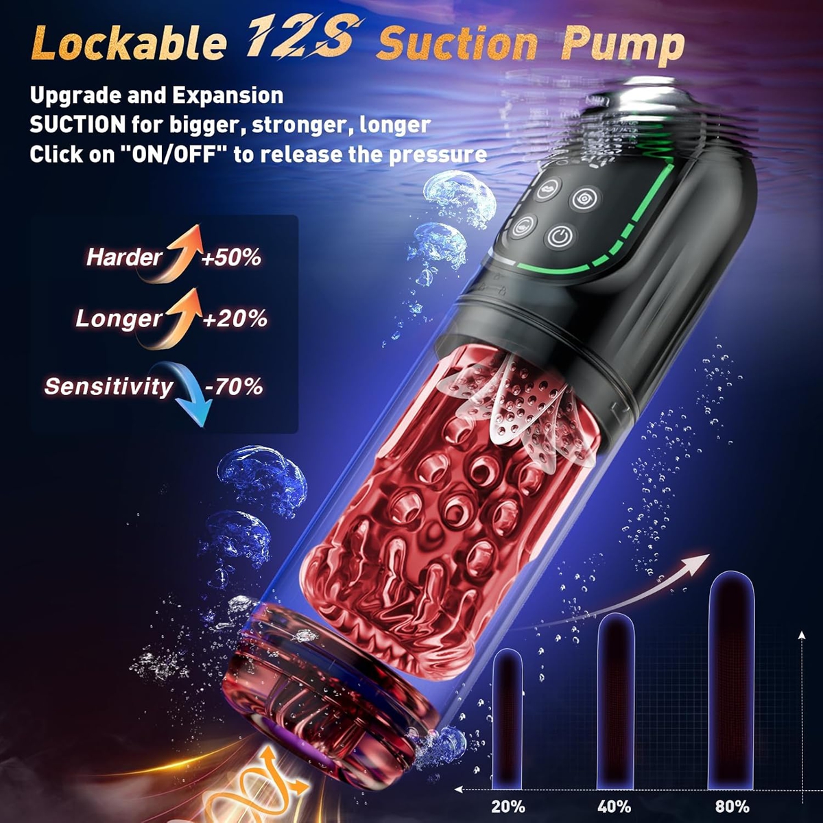(Black & Red) Male Masturbator Sex Toys for Men AI Sync Licking 12s Penis Pump Gift for Him