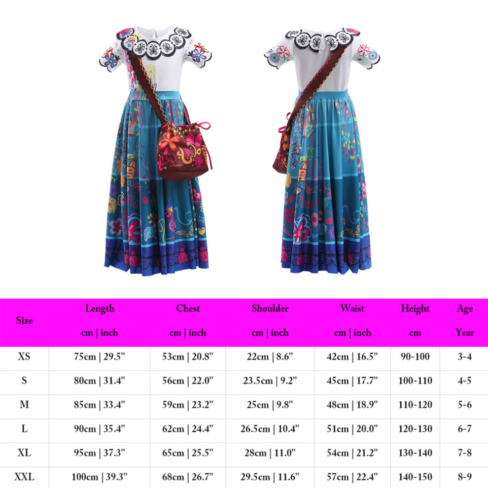 (7-8 Years) AmzBarley Mirabel Madrigal Dress | Childrens Encanto Costume Girls Skirt