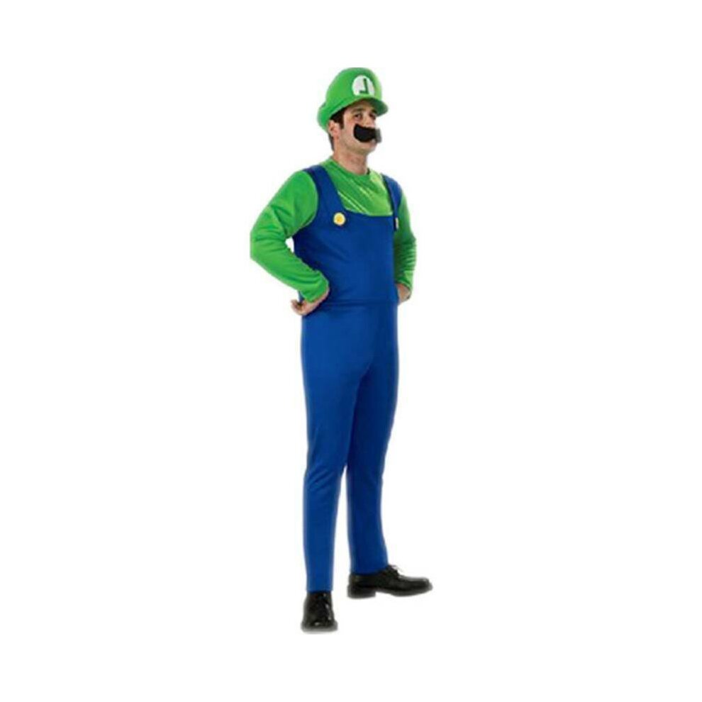 ((Men) Green Luigi, M) Adults Men Super Mario Bros Luigi Fancy Dress Outfit Sets Party C