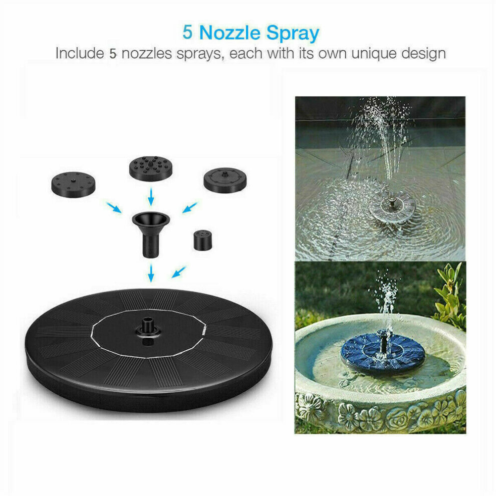 Solar Powered Floating Pump Water Fountain Birdbath Pond Pool Garden