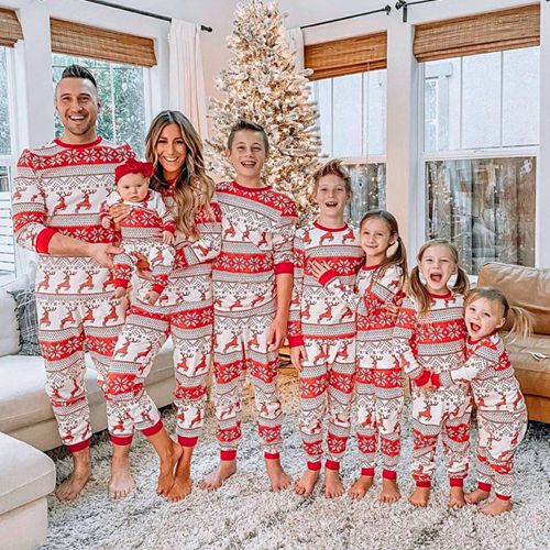 2023 Family Matching Clothes Christmas Pajamas Set Mother Father Kids Son Matching Outfits Baby Girl Rompers Sleepwear Pyjamas XMAS PJS Suit