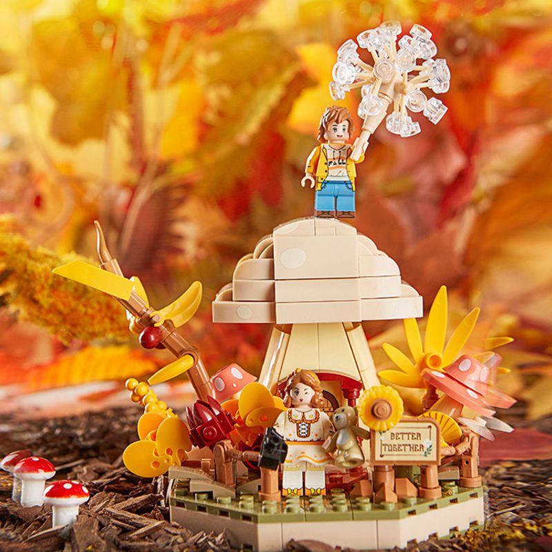(Spring) Four Seasons Childrens Educational Assembled Toys Micro-particle Assembled Building Blocks Streetscape Desktop Ornaments Blocks