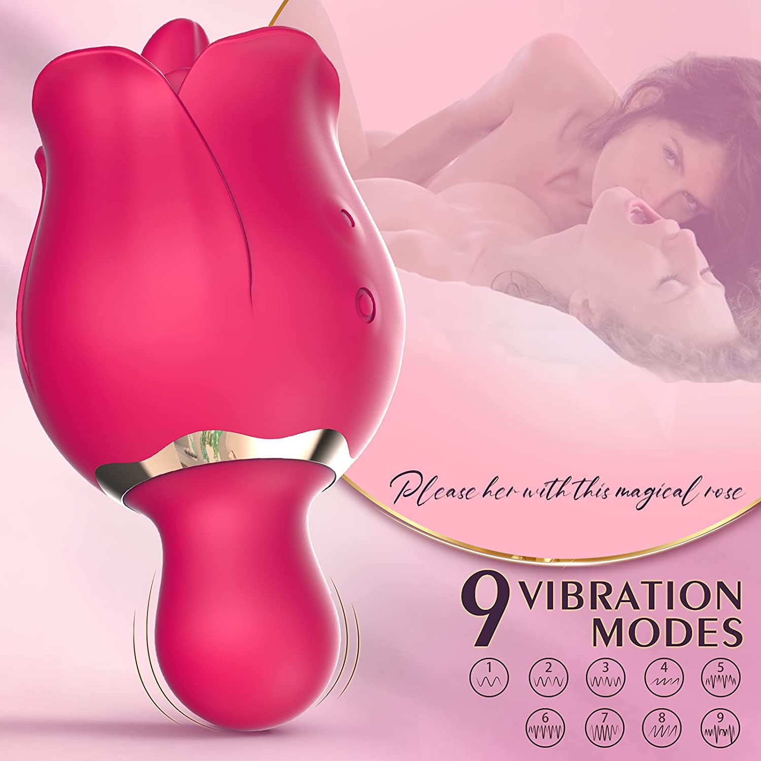Sex Toys Rose Dildo Vibrator - Upgraded Adult Toys with 9 Powerful & Vibrating Modes for Women Clitoral Nipple,Waterproof Rose Sucker Sex Stimulator G Spot Vibrators for Woman Couples Adult Sex Toys & Games