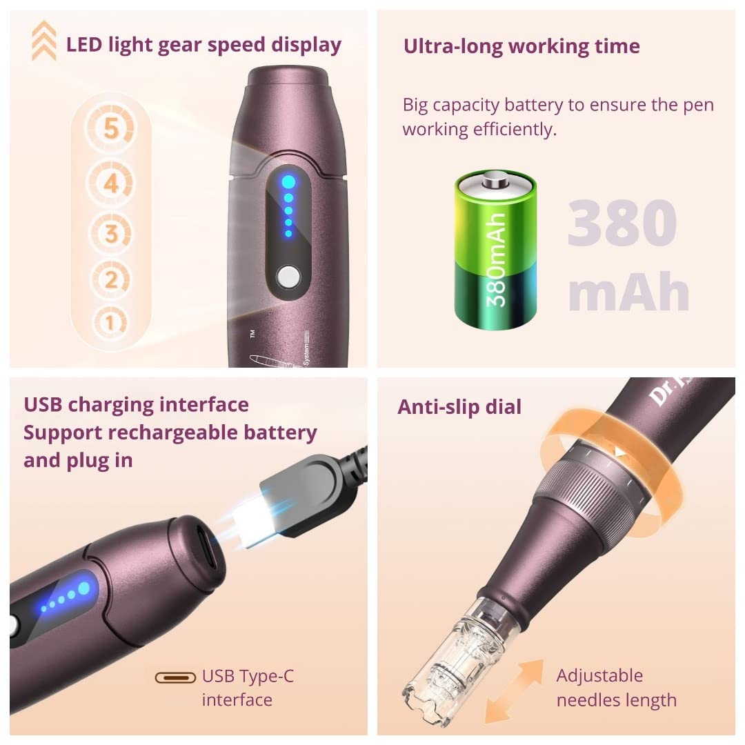 Dr. Pen Ultima A10 Authentic Multi Function Wireless Derma Beauty Pen Trusty Skin Care Tool Kit with Cartridges 12pins х2 36pins х2 Round Nano x2