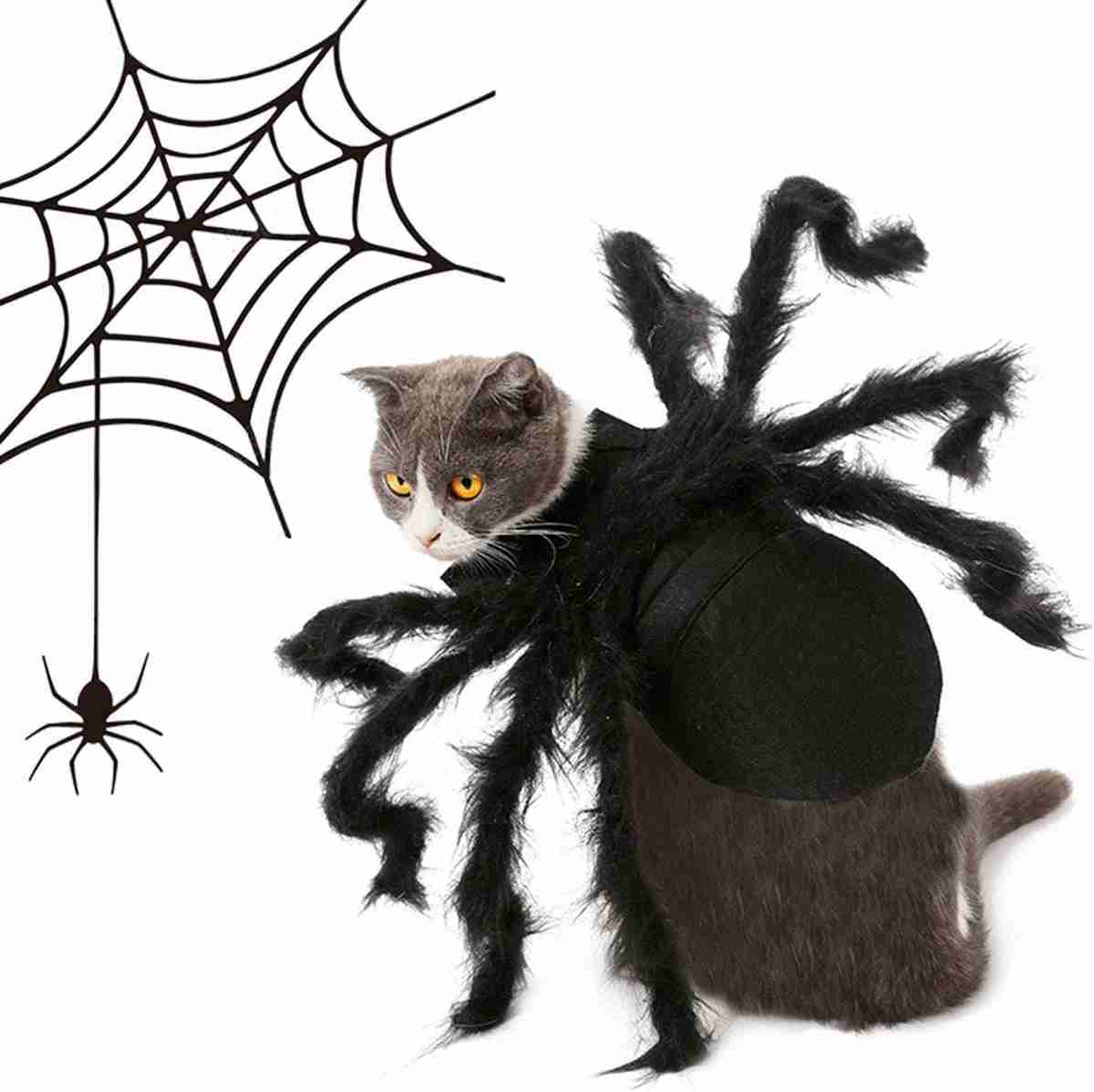 (S) Halloween Pet Clothes Cat Dress Cosplay Costume Dog Halloween Costume Funny Dog Pet Outfits Plush Spider Cosplay Decoration Party costumes for Small Dogs Medium Large Dogs