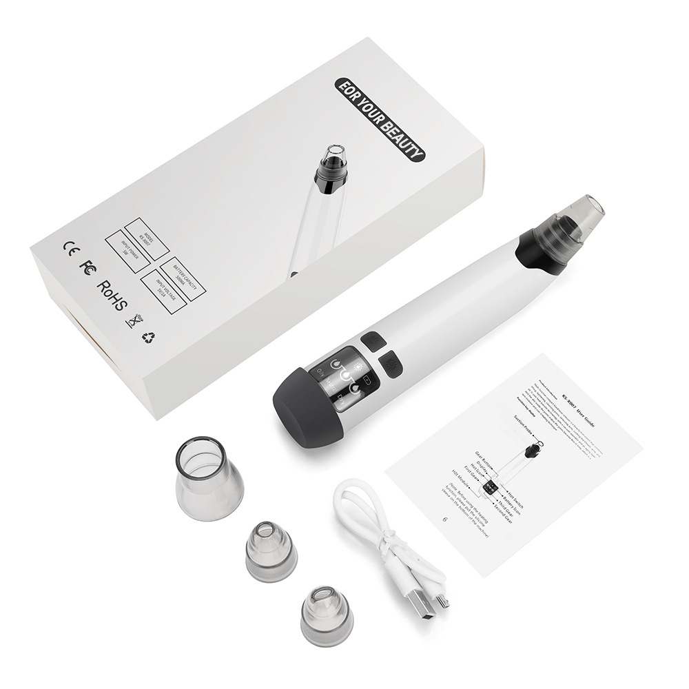 Electric Blackhead Remover Blackhead Suction Instrument Pore Cleaning Device Face Skin Care Tool Hot Compress USB Charging LED Screen
