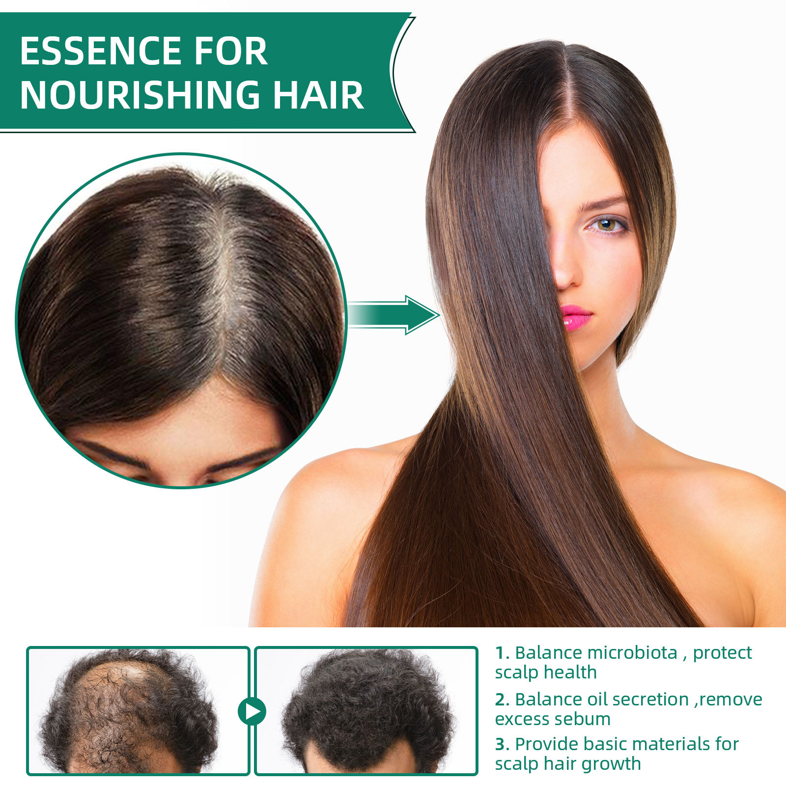 Hair Growth Spray Natural Intensive Essence Moisturizing Hair Essence Hair Care Products for hicker Longer Hair Anti Hair Loss for Men Women 60ml
