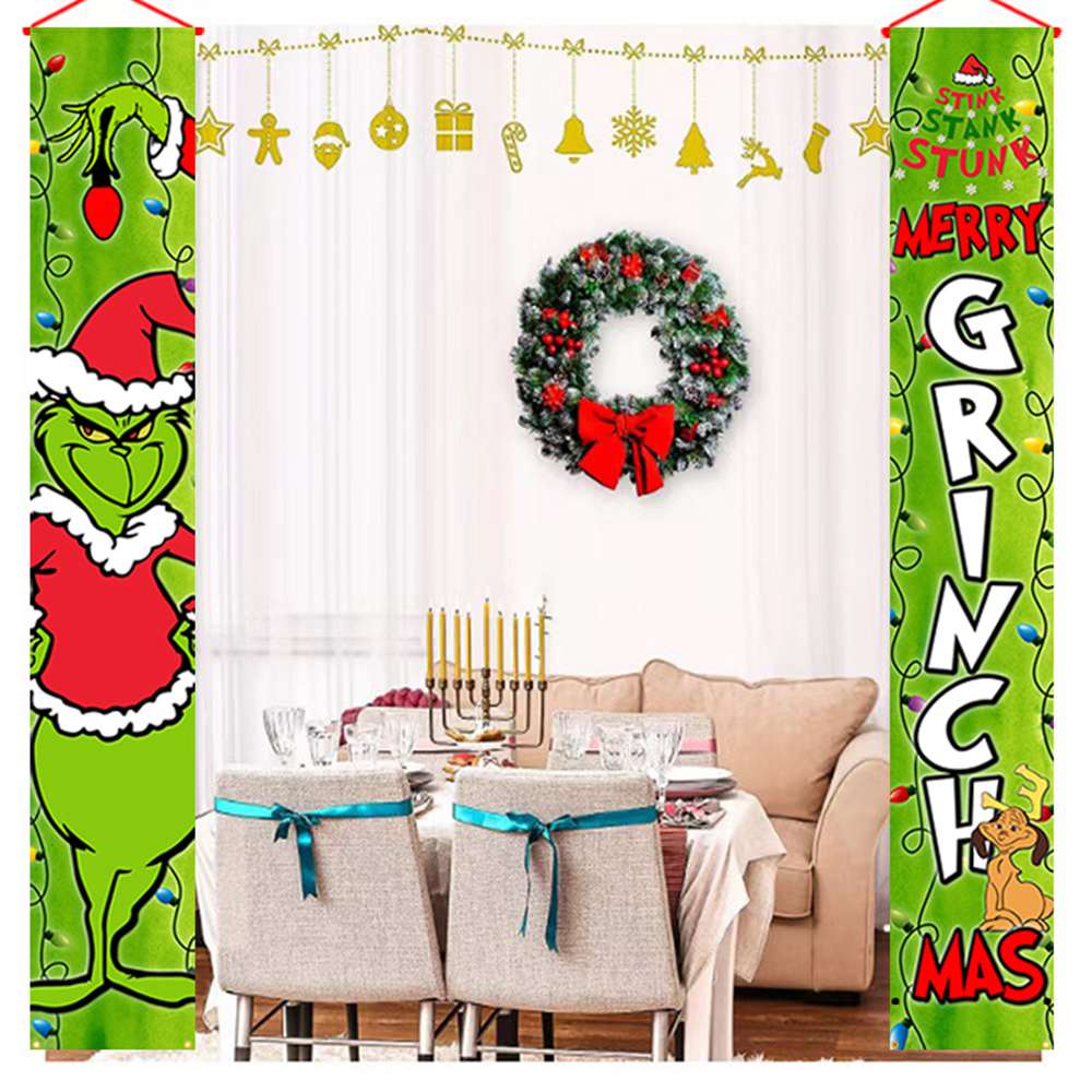 Grinch Christmas Decorations Grinch Porch Sign Door Banner Merry Grinchmas