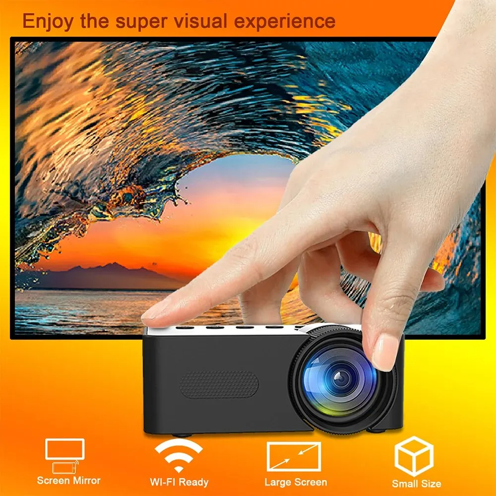 USB Home Mini Portable Projector Small Wireless Same Screen Phone Projection Black