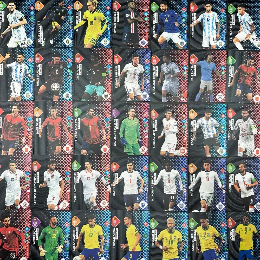 World Football Stars Cards 55Pcs Black Collection Cards Football FIFA All-Star Ronaldo Messi Mbappe English Trading Card Toys Kids Fan Gifts