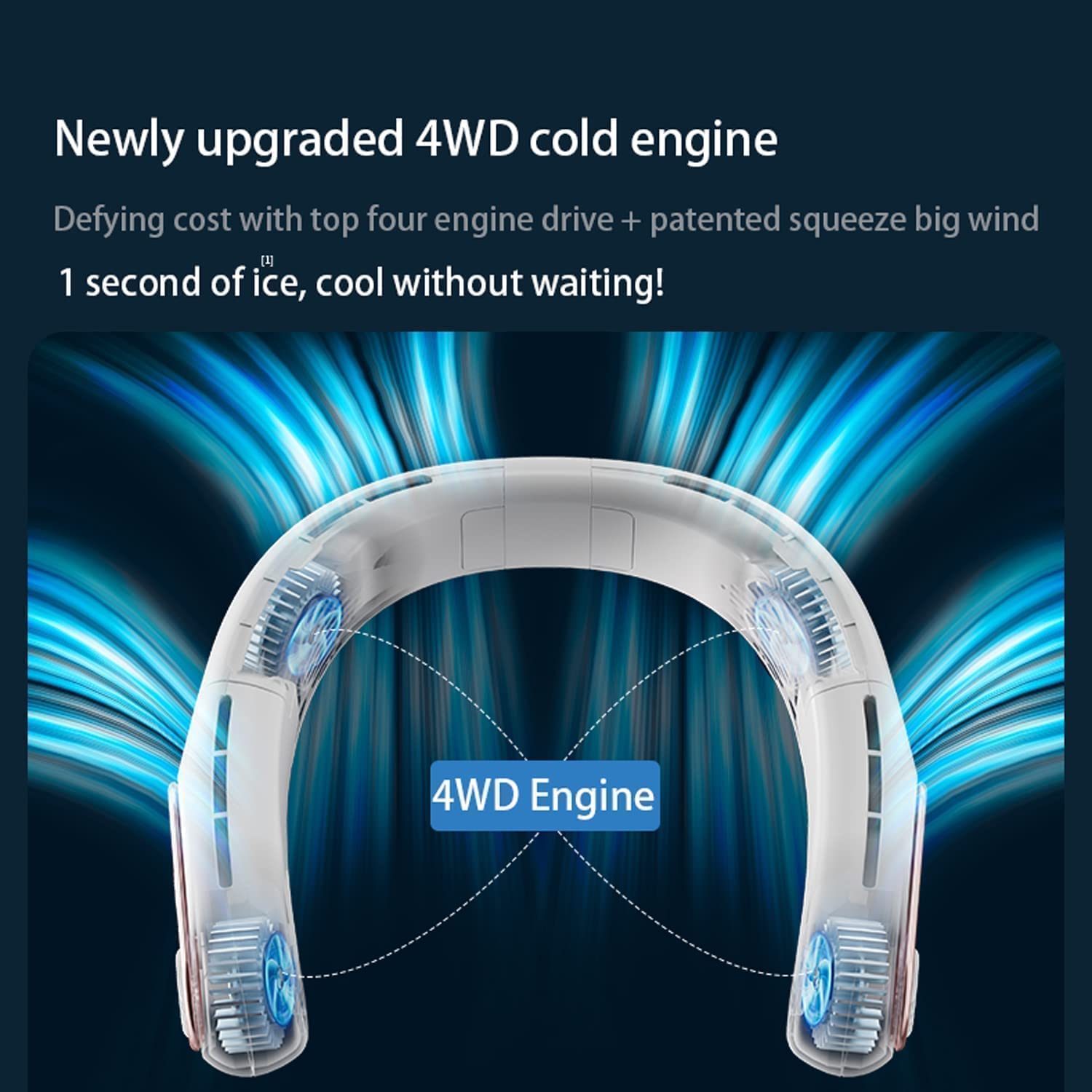 3 Speed Wearable Hanging Neck Fan Air conditioner 4 Turbo Motor LED Display Gift for Men Women