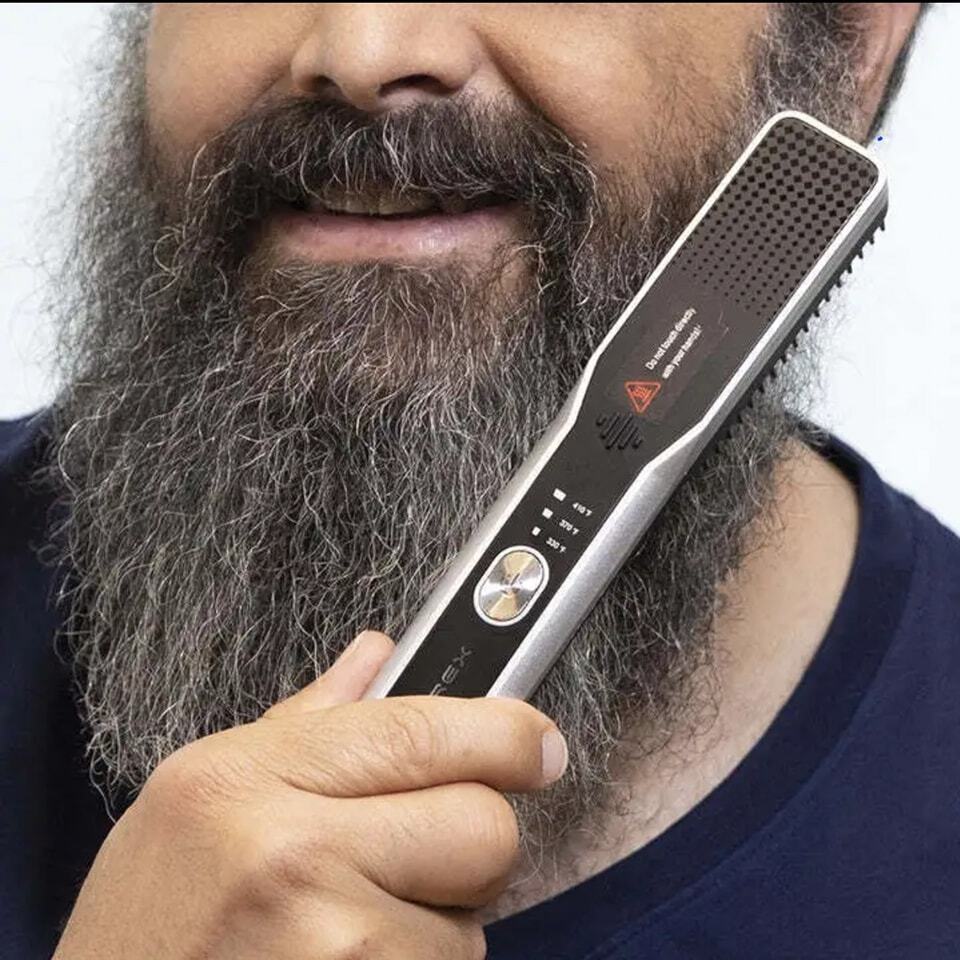 Unisex Adults Cordless Beard Straightener Brush Quick Heated Hair Styler Electric Painless Comb
