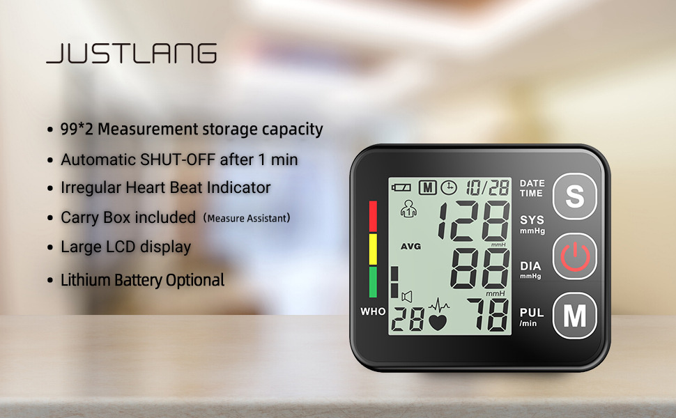 (White) Digital Wrist Blood Pressure Monitor With Large LCD Display BP Machine Cuff