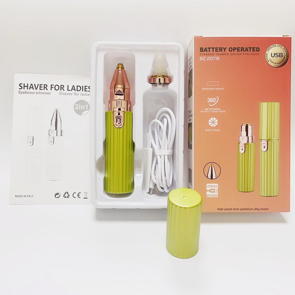 (White) USB Rechargeable Eyebrow Trimmer Facial Hair Remover Portable Lipstick Shaver for Women