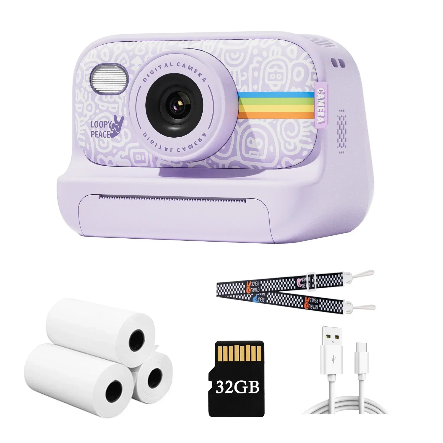 Instant Print Camera for Kids 2.0 Inch Screen Kids Instant Cameras Christmas Birthday Gifts for Girls