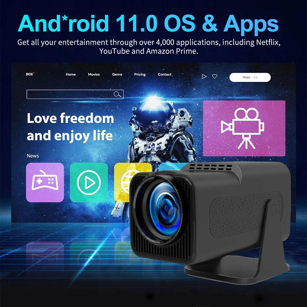 Smart Game Projector Controller Portable Projector 4K Android Wifi BT Mini Projetors 1080P Resolution Home Theater Cinema and Gaming Enthusiasts