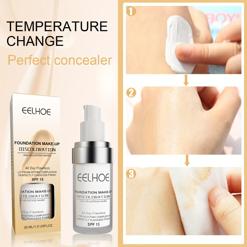 3pcs Temperature Change Liquid Foundation Concealer Long Lasting Smear-Proof Makeup Moisturizing Brightening Color Concealer