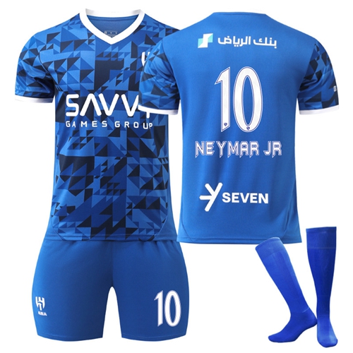 (Kids 16) 2425 Al Nassr Riyadh Victory Soccer Jersey No.10 NEYMAR JR Tracksuit Away Kit Boy Football Training Shirts Shorts  Socks Kid Activewear Fans Sportwear