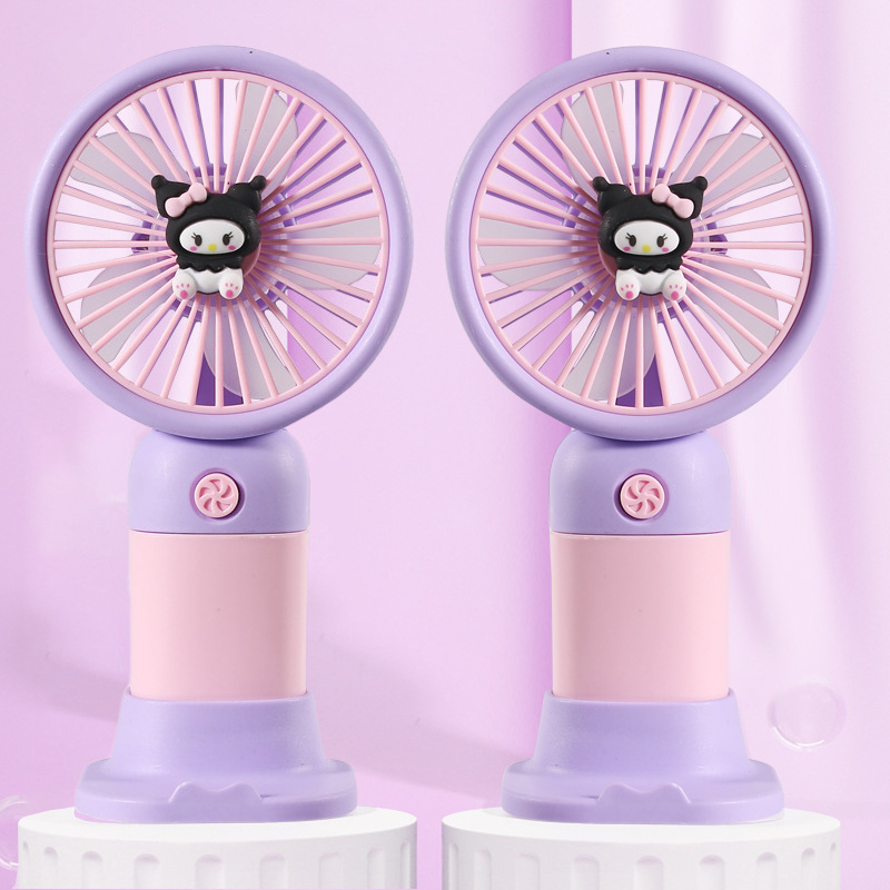 (Blue) USB Rechargeable Handheld Mini Fan Flower Cartoon Design Portable Desk Fan for Office Travel, Outdoor Camping Cooling Fan Gift