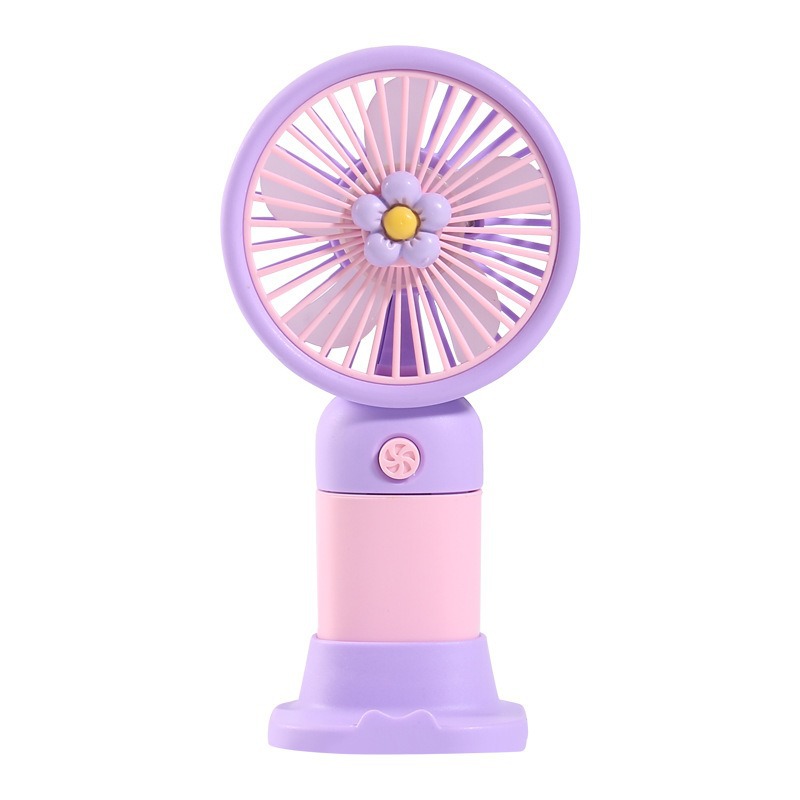 (Blue) USB Rechargeable Handheld Mini Fan Flower Cartoon Design Portable Desk Fan for Office Travel, Outdoor Camping Cooling Fan Gift