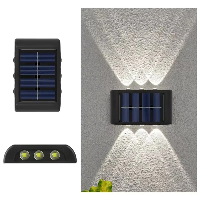 (Cool White) Solar LED Outdoor Wall Light Waterproof Dusk to Dawn Fence Lamp for Garden Yard