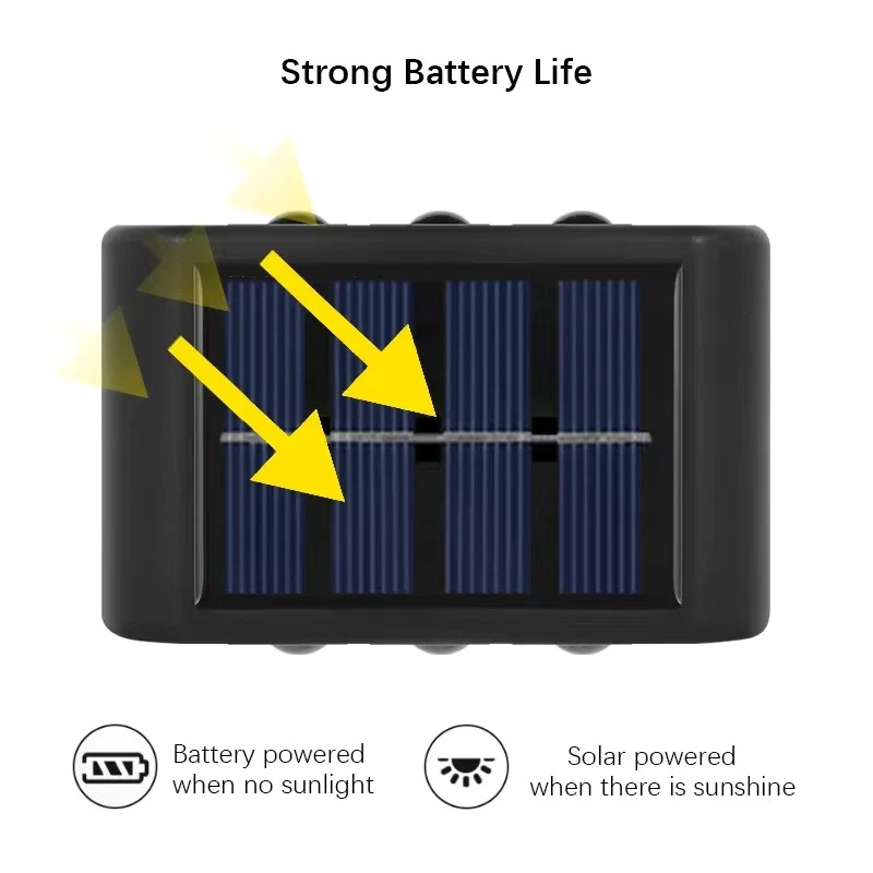 (Cool White) Solar LED Outdoor Wall Light Waterproof Dusk to Dawn Fence Lamp for Garden Yard