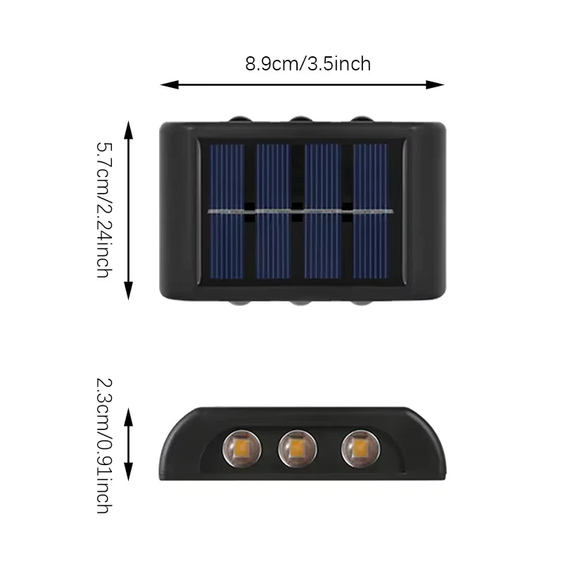 (Cool White) Solar LED Outdoor Wall Light Waterproof Dusk to Dawn Fence Lamp for Garden Yard