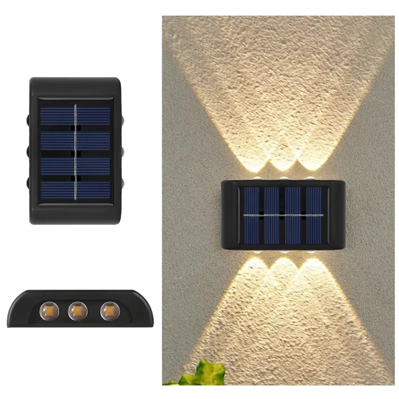 (Cool White) Solar LED Outdoor Wall Light Waterproof Dusk to Dawn Fence Lamp for Garden Yard