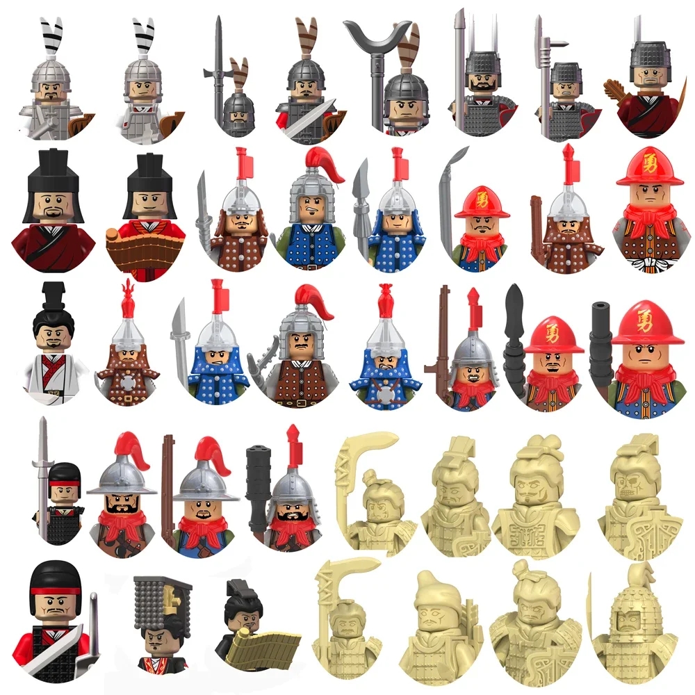 (Style D) Ancient Soldier Mini Figures Dynasty Empire War Soldiers Accessories Building Blocks Bricks Toys Birthday Gifts for Kids