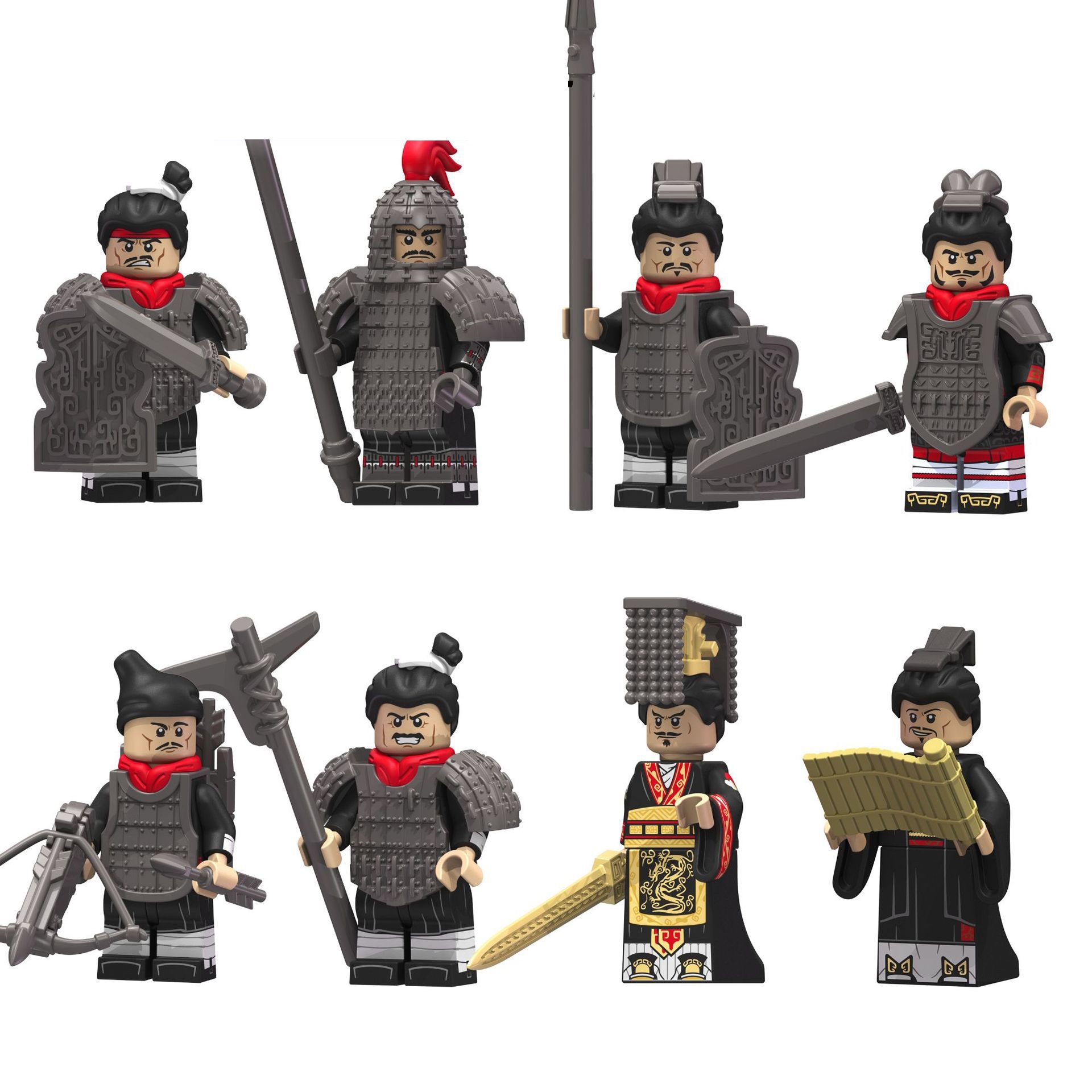 (Style D) Ancient Soldier Mini Figures Dynasty Empire War Soldiers Accessories Building Blocks Bricks Toys Birthday Gifts for Kids