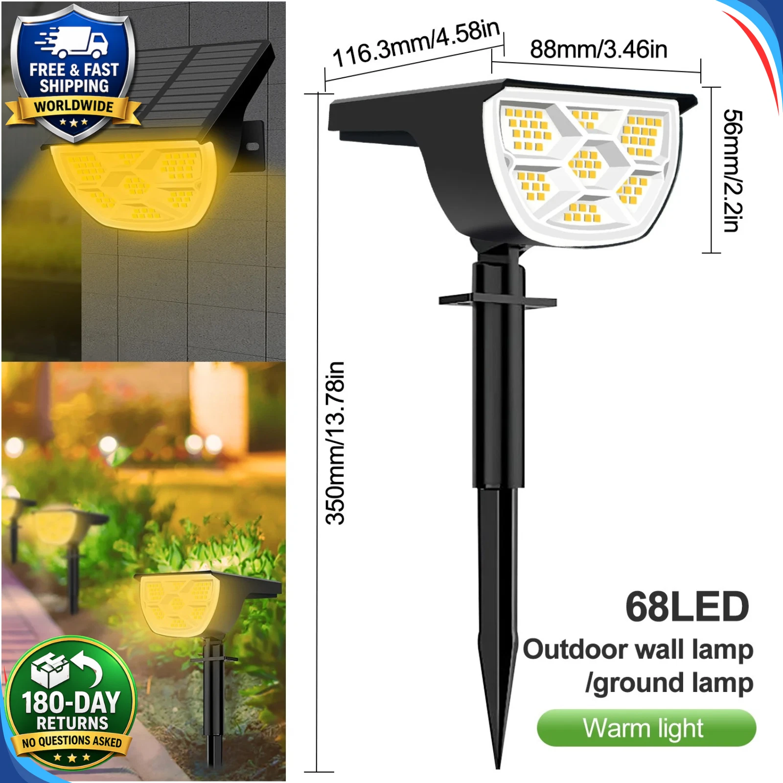 (20LED RGB) Solar Spot Lights Outdoor Garden Pathway Lawn Stake Lights Landscape Yard Decor
