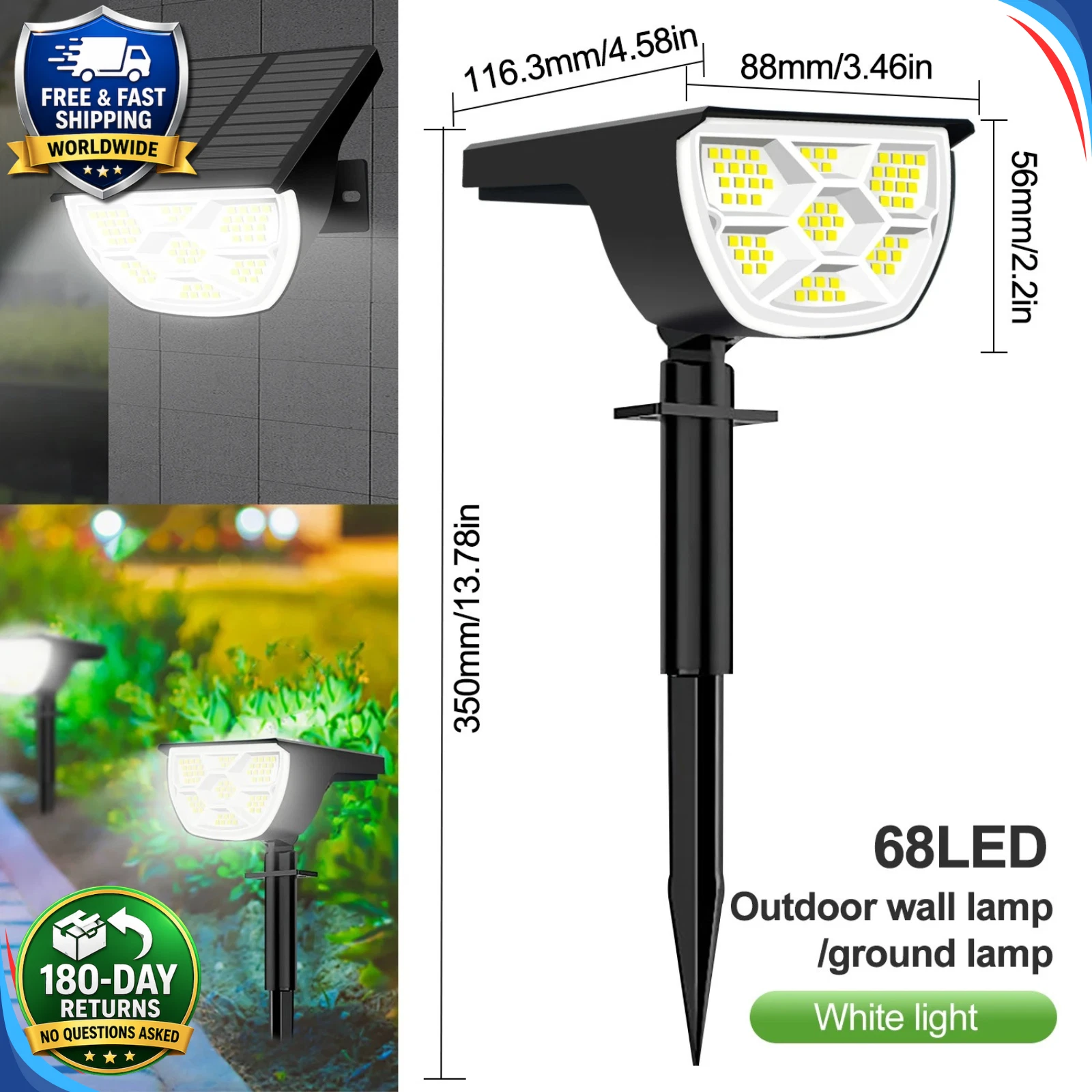 (20LED RGB) Solar Spot Lights Outdoor Garden Pathway Lawn Stake Lights Landscape Yard Decor