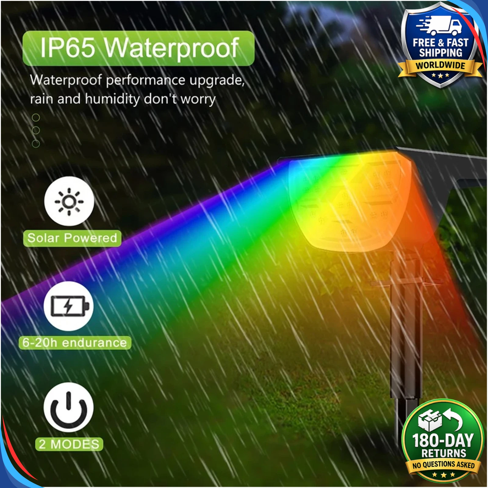(20LED RGB) Solar Spot Lights Outdoor Garden Pathway Lawn Stake Lights Landscape Yard Decor