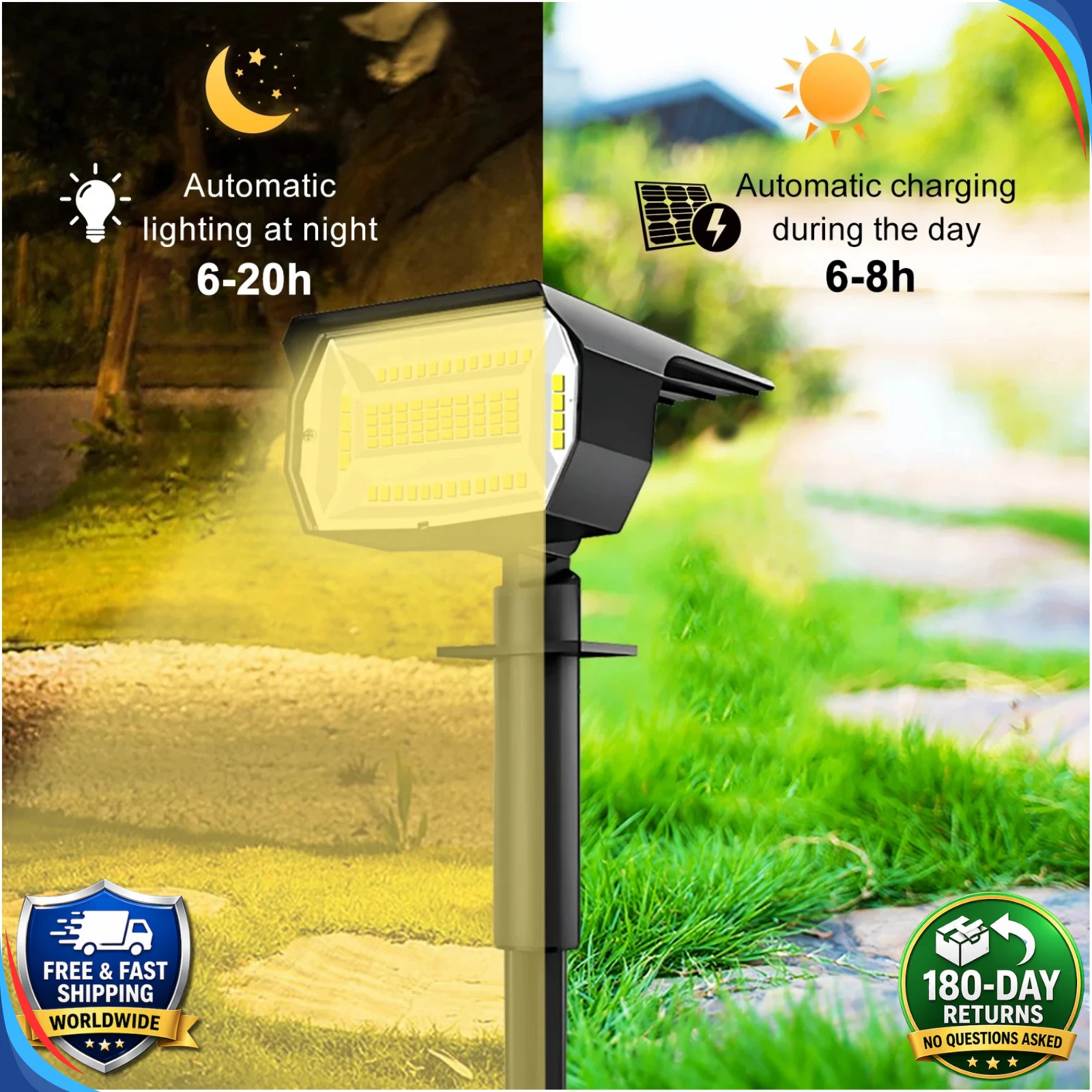 (20LED RGB) Solar Spot Lights Outdoor Garden Pathway Lawn Stake Lights Landscape Yard Decor