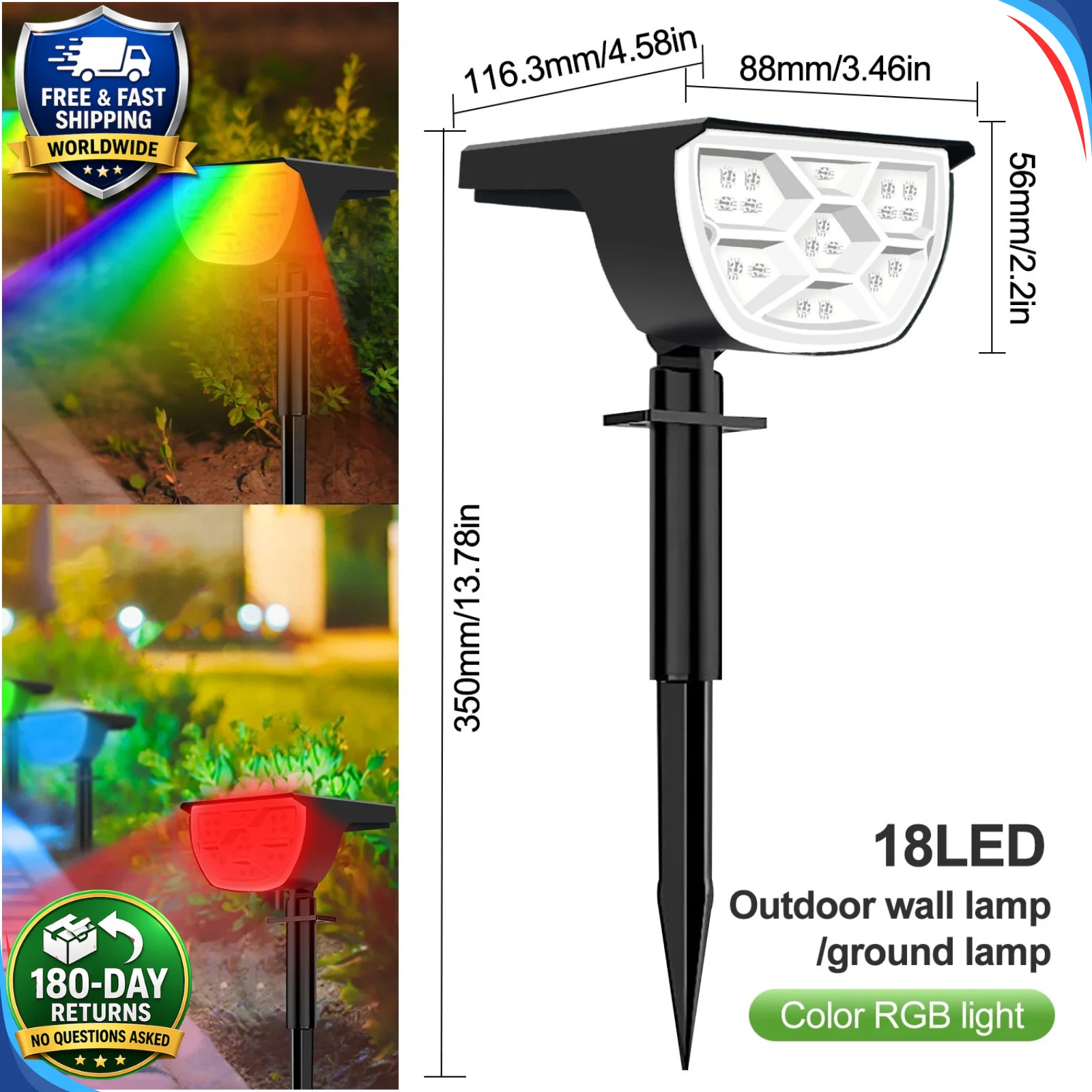 (20LED RGB) Solar Spot Lights Outdoor Garden Pathway Lawn Stake Lights Landscape Yard Decor