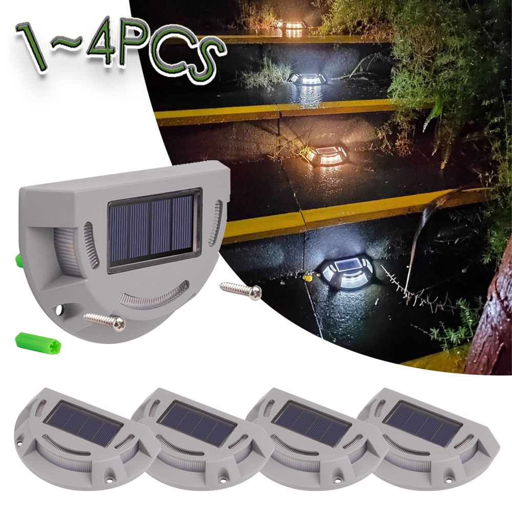(1 PCS) Solar Stair Step Light 2 Colors in 1 Outdoor Solar Deck Waterproof LED Driveway Marker Security Lamp Outside Pathway Garden Lamp