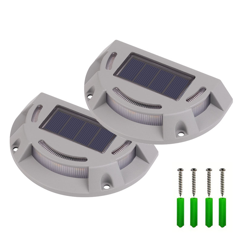 (1 PCS) Solar Stair Step Light 2 Colors in 1 Outdoor Solar Deck Waterproof LED Driveway Marker Security Lamp Outside Pathway Garden Lamp