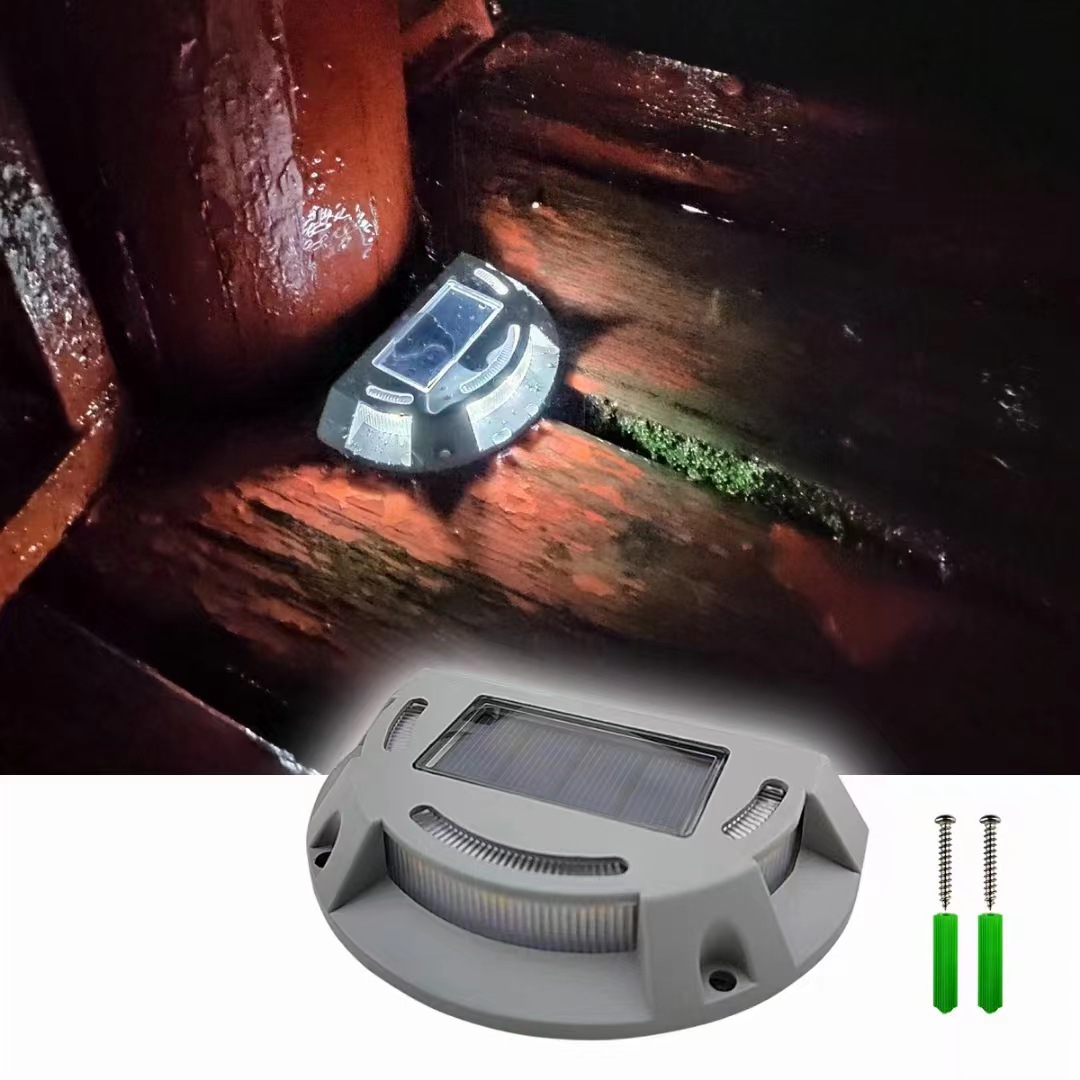 Solar Stair Step Light 2 Colors in 1 Outdoor Solar Deck Waterproof LED Driveway Marker Security Lamp Outside Pathway Garden Lamp