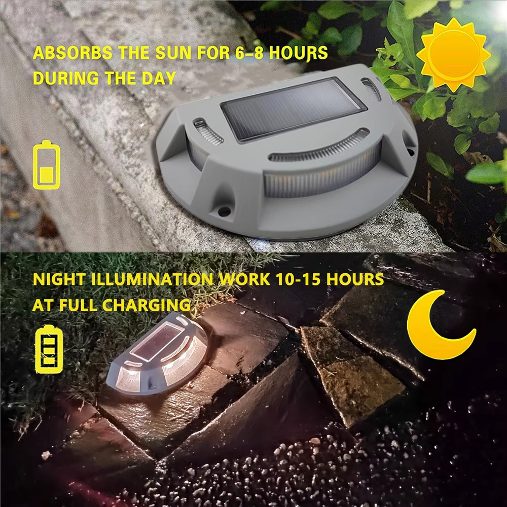 (1 PCS) Solar Stair Step Light 2 Colors in 1 Outdoor Solar Deck Waterproof LED Driveway Marker Security Lamp Outside Pathway Garden Lamp