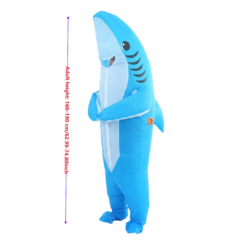  Adult Blue Shark Inflatable Costume for Men and Women Holiday Performance Costume Carnival Halloween Costume Funny Party Prop