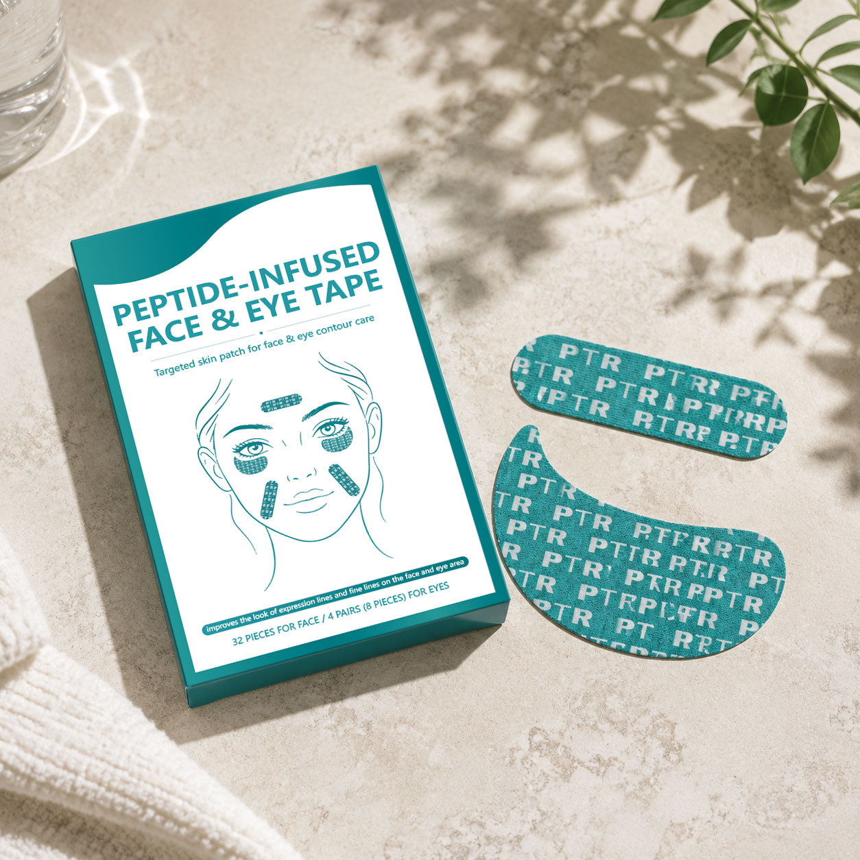 Peptide Infused Face And Eye Tape For Firming Lifting And Instant Skin Smoothing Treatment Box Set
