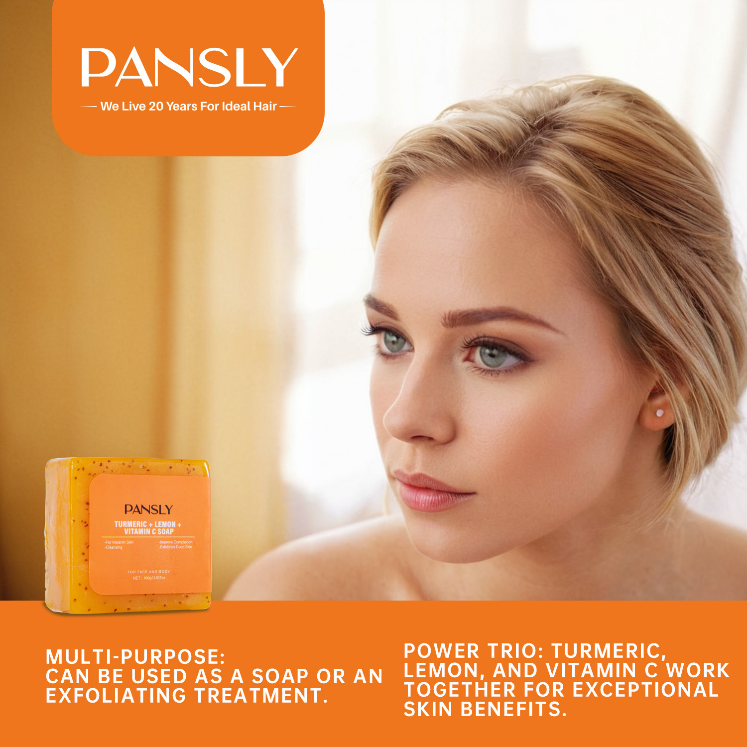 Turmeric Lemon Vitamin C Soap Brightening Exfoliating For Even Skin Tone Daily Face And Body Cleansing Bar 100g